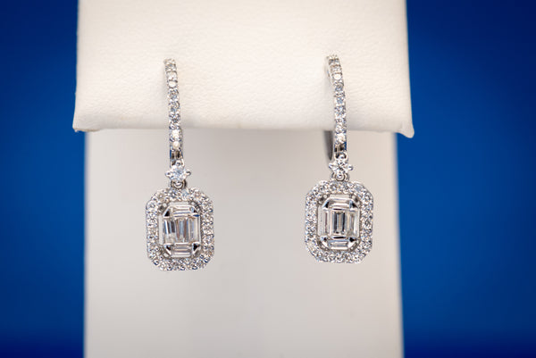 Emerald Cut Diamond Dangle Earrings
