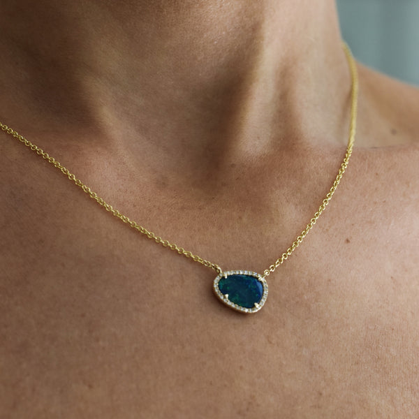 Black Opal & Diamond Necklace