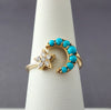 Turquoise & Diamond Moon & Star Ring