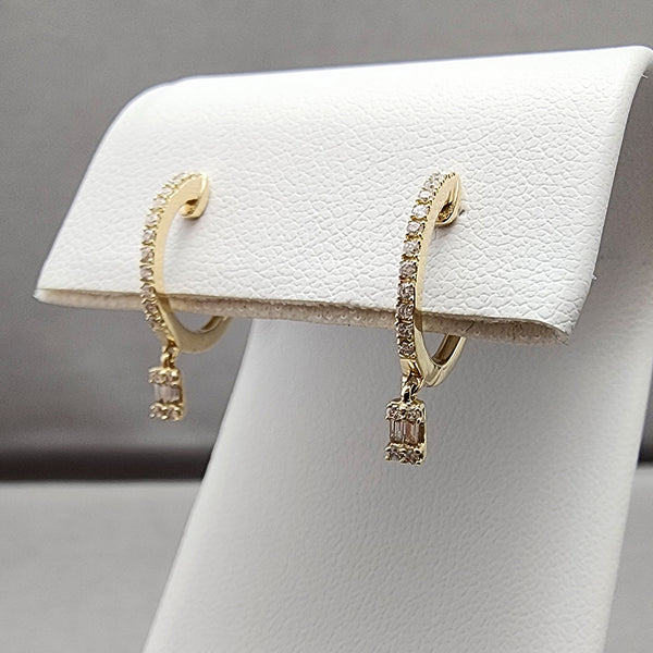 Diamond Dangle Huggie Earrings