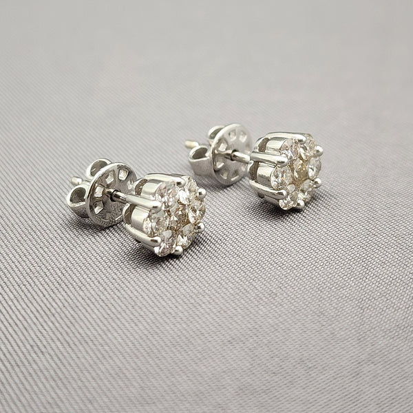 Cluster Diamond Stud Earrings