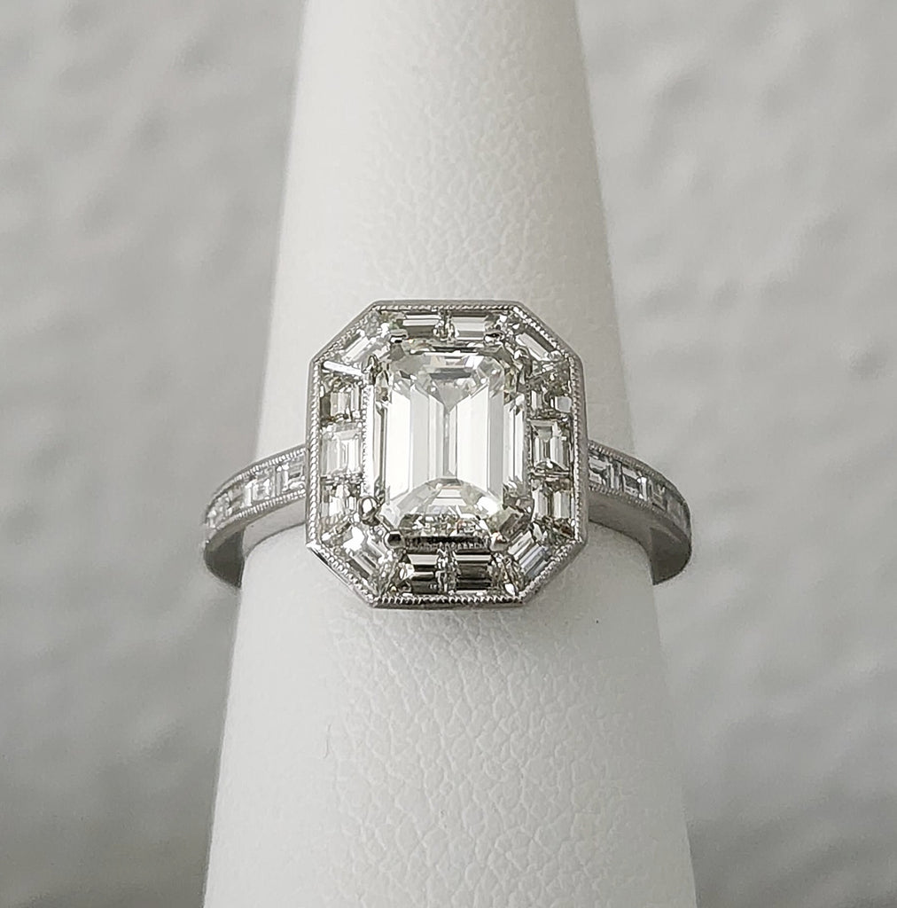 1.57ct Emerald Cut Diamond Engagement Ring