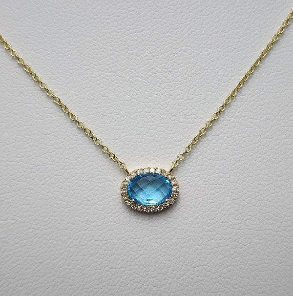 Blue Topaz and Diamond Necklace