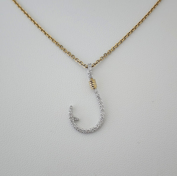 Diamond Fishing Hook Pendant