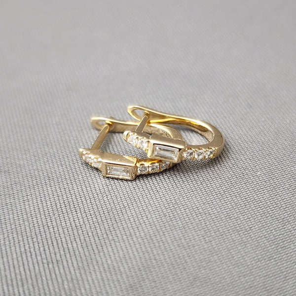 Diamond Huggie Hoop Earrings