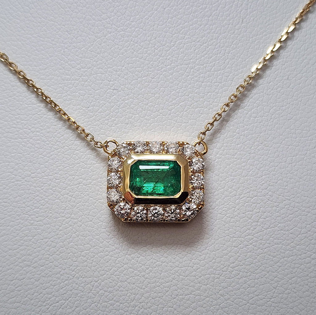 Emerald & Diamond Pendant Necklace