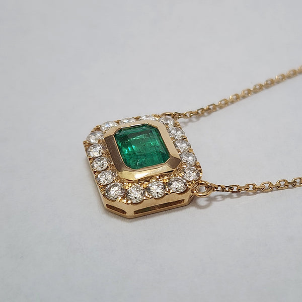 Emerald & Diamond Pendant Necklace