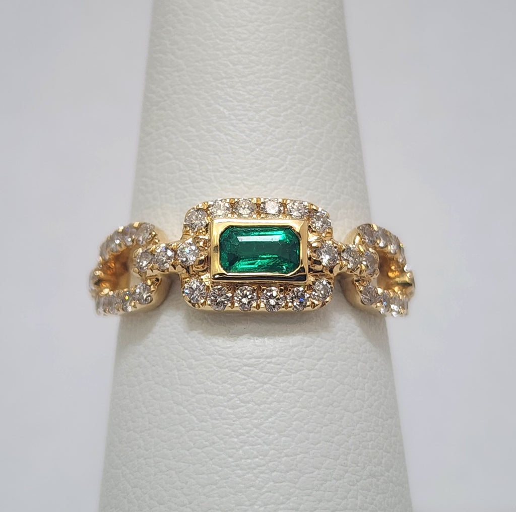 Emerald Cut Emerald & Diamond Ring