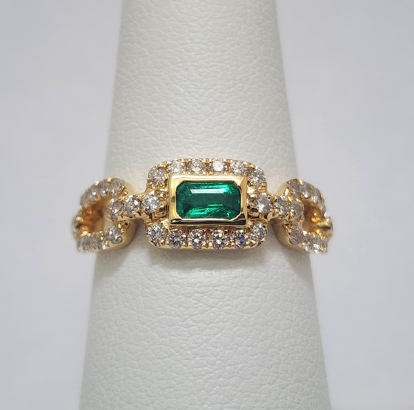 Emerald Cut Emerald & Diamond Ring