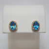 Blue Topaz & Diamond Halo Earrings