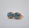 Blue Topaz & Diamond Halo Earrings