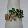 Emerald & Diamond Leaf Ring