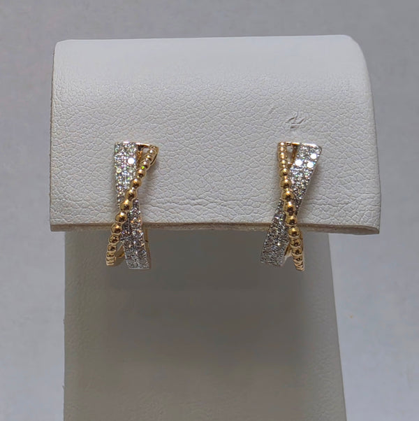 Diamond Crossover Hoop Earrings