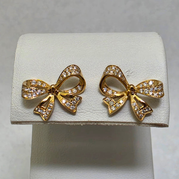 Diamond Bow Stud Earrings