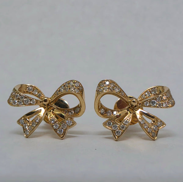 Diamond Bow Stud Earrings