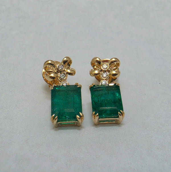 Emerald & Diamond Drop Earrings