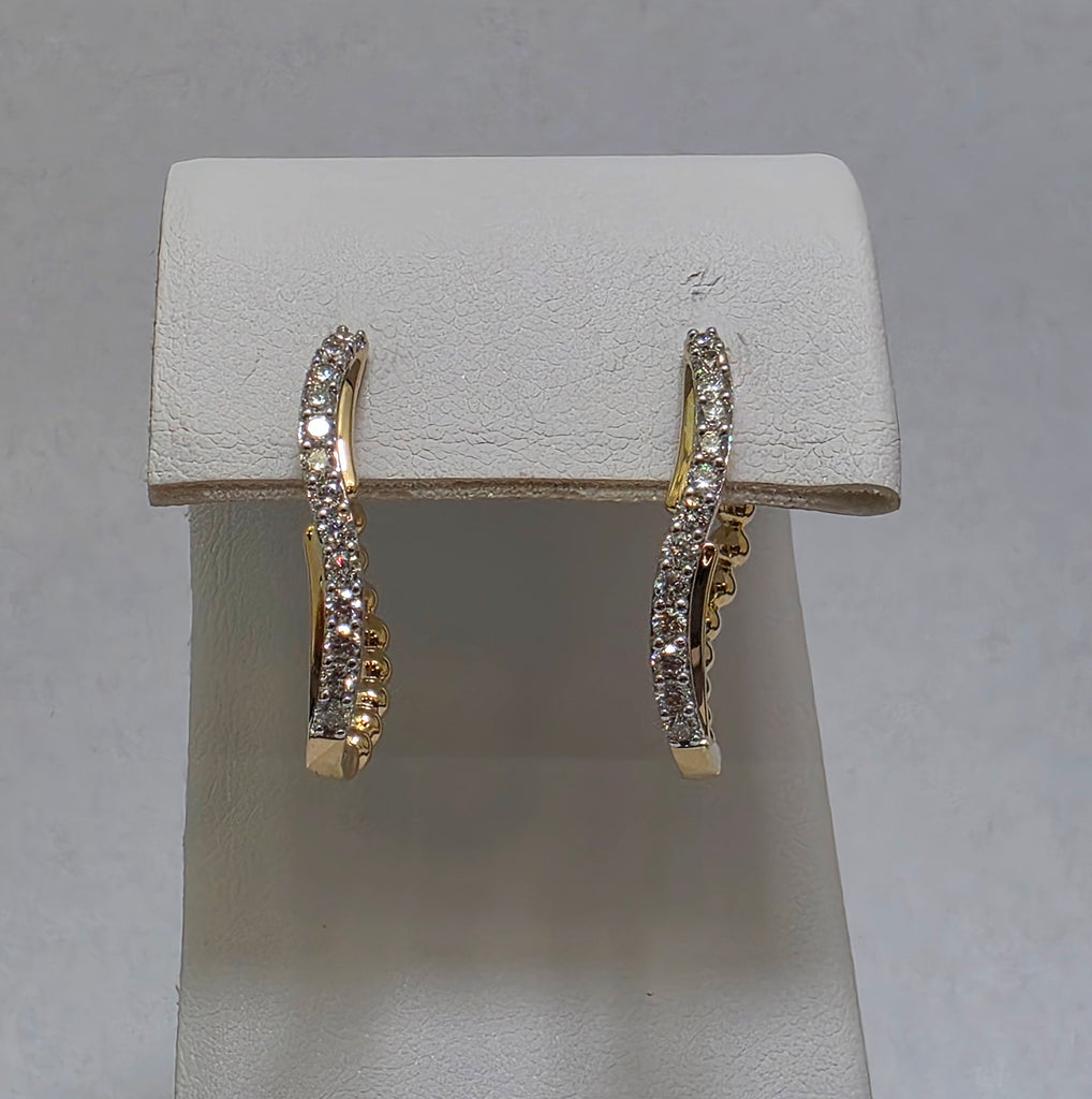 Diamond Wavy Hoop Earrings
