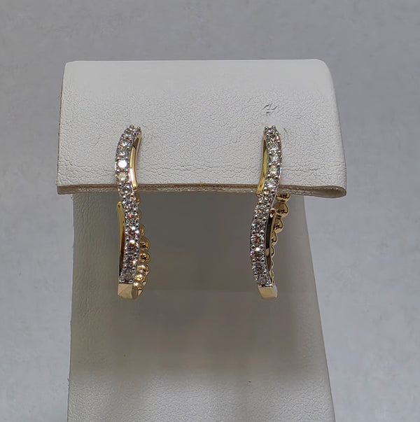 Diamond Wavy Hoop Earrings