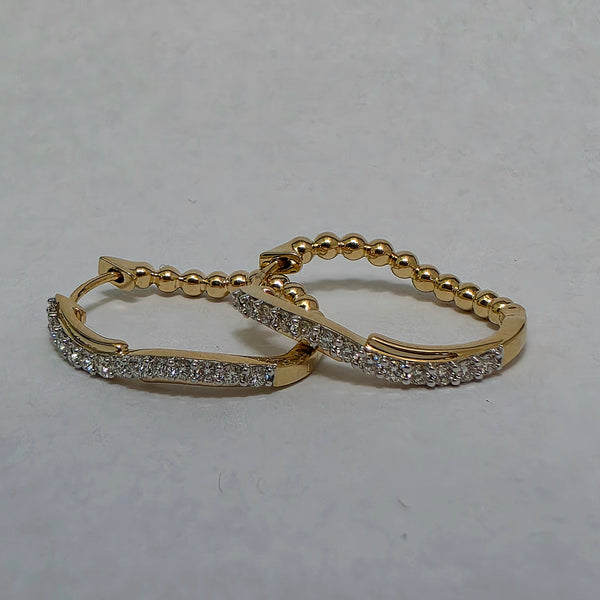 Diamond Wavy Hoop Earrings