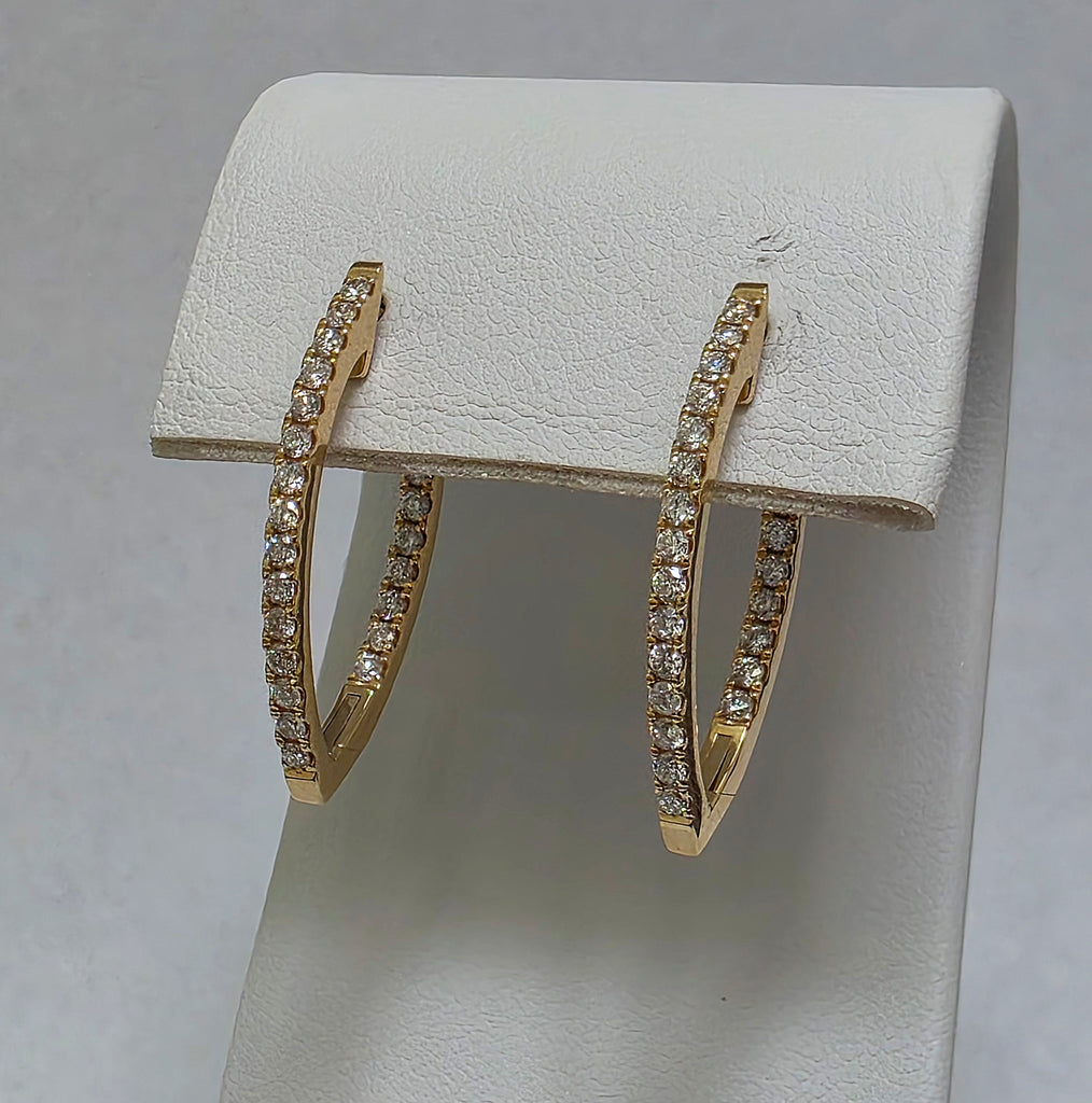 Diamond Marquise Hoop Earrings