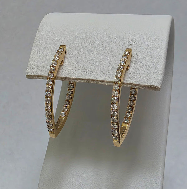 Diamond Marquise Hoop Earrings