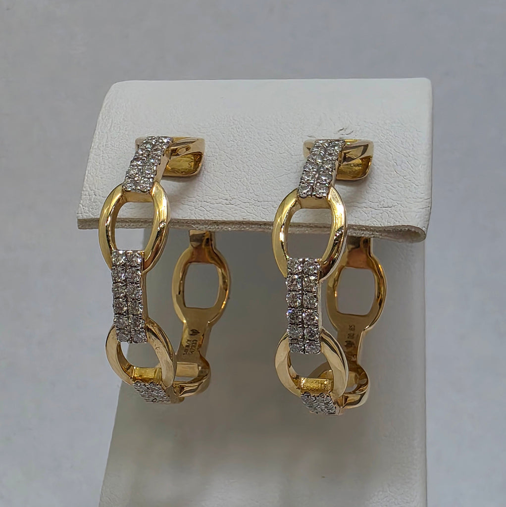 Diamond Link Hoop Earrings