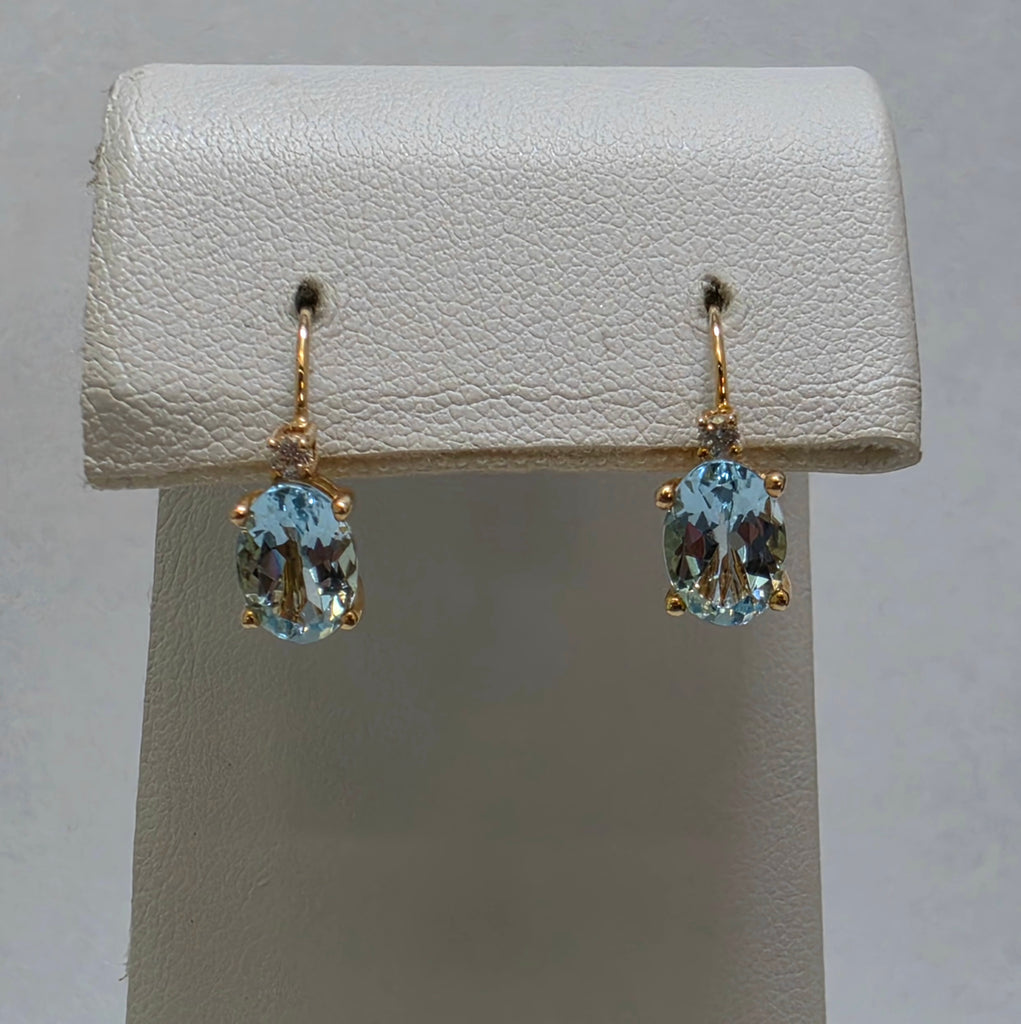 Aquamarine & Diamond Dangle Earrings