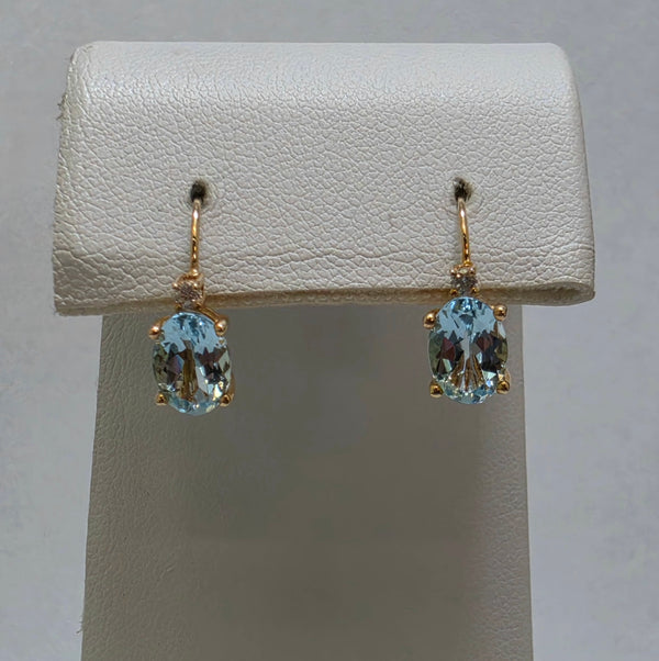 Aquamarine & Diamond Dangle Earrings