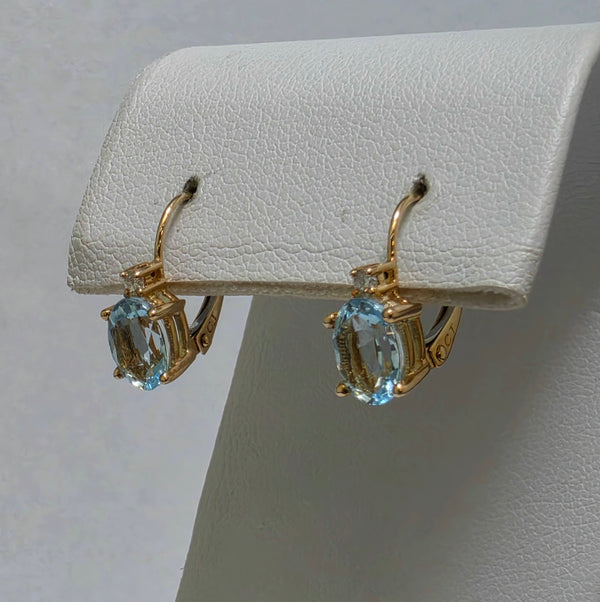 Aquamarine & Diamond Dangle Earrings