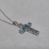 Aquamarine & Diamond Cross