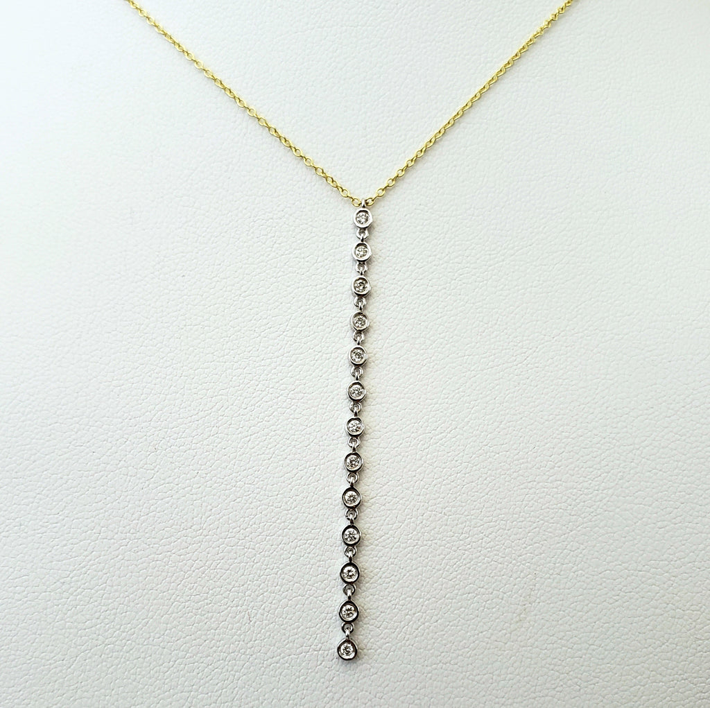 Bezel Diamond Drop Necklace