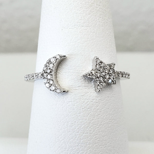 Moon & Star Diamond Ring