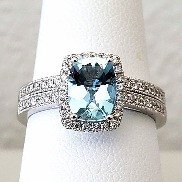 Aquamarine & Diamond Wedding Set