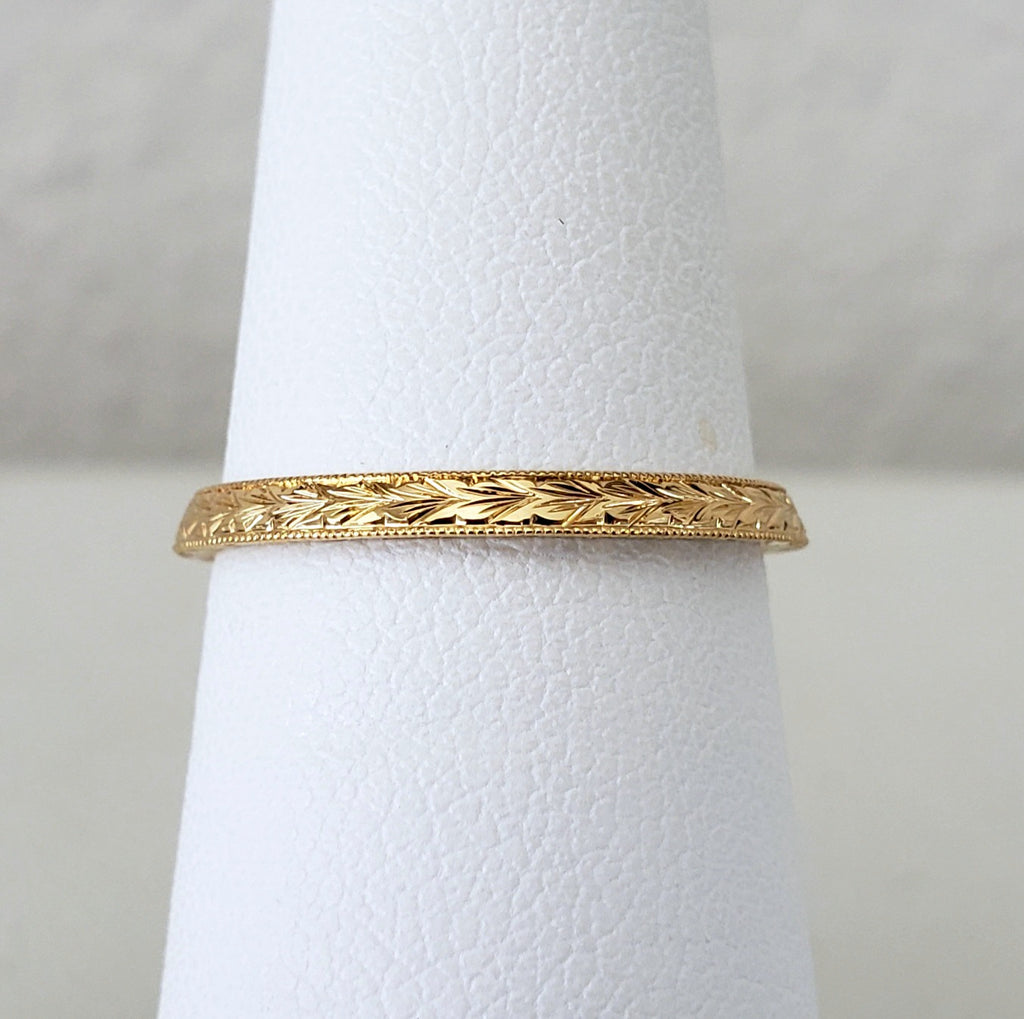 Hand Engraved Stackable Gold Band