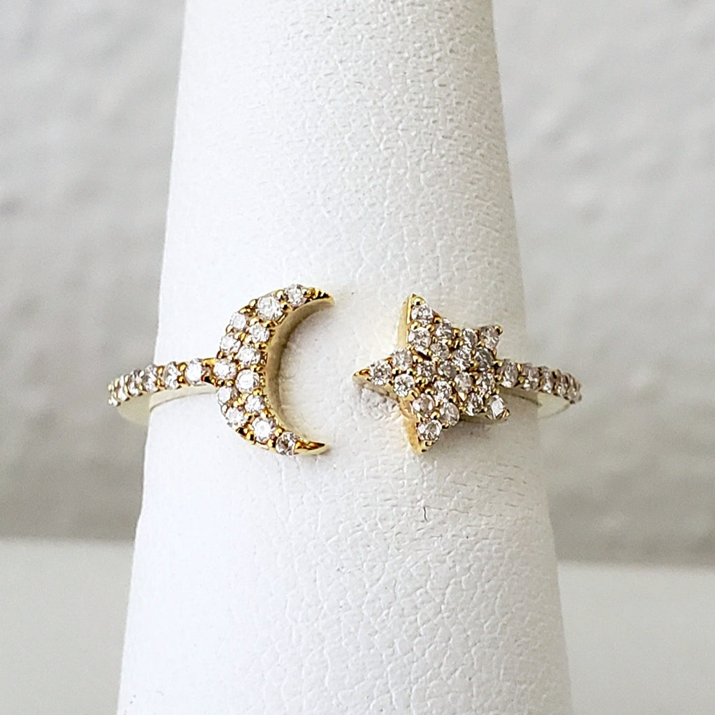 Moon & Star Diamond Ring
