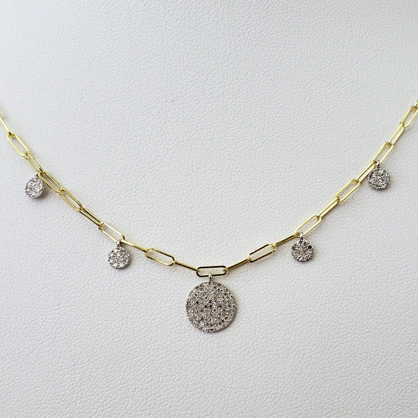 Diamond Pavé Circle Charm Necklace