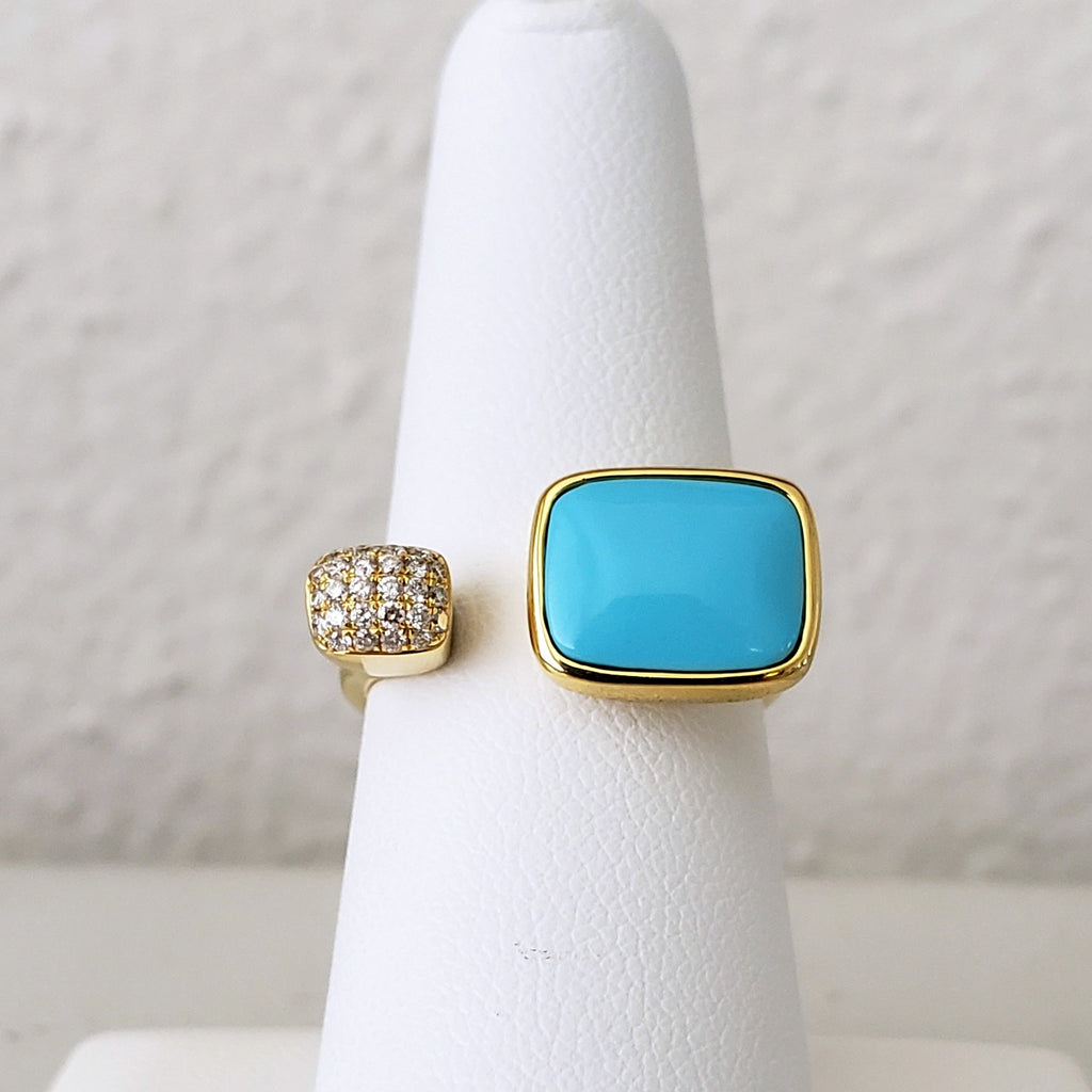 Turquoise & Diamond Bypass Ring