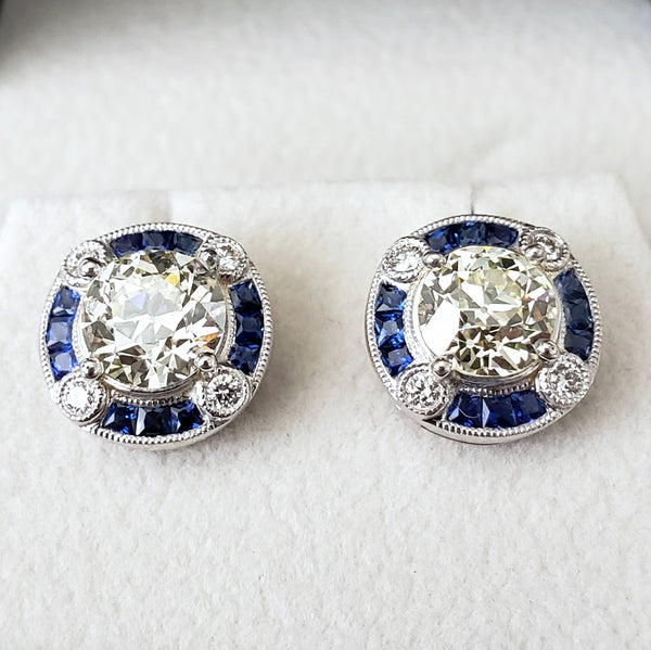 Sapphire & Diamond Stud Earrings