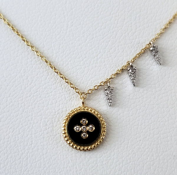 Diamond & Black Enamel Necklace