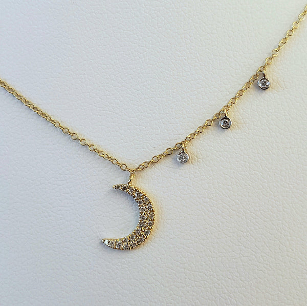 Crescent Moon Diamond Necklace