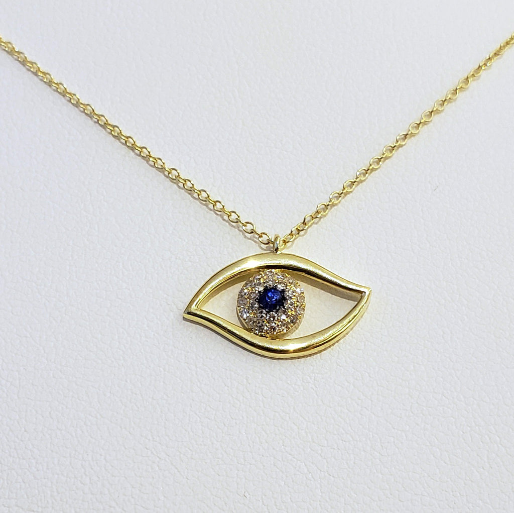 Sapphire & Diamond Evil Eye Necklace