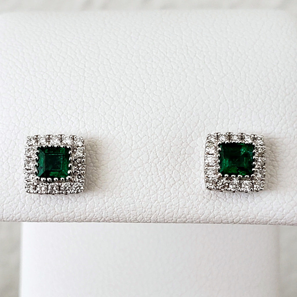 Emerald Diamond Stud Earrings