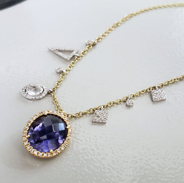 Lavender Iolite & Diamond Necklace