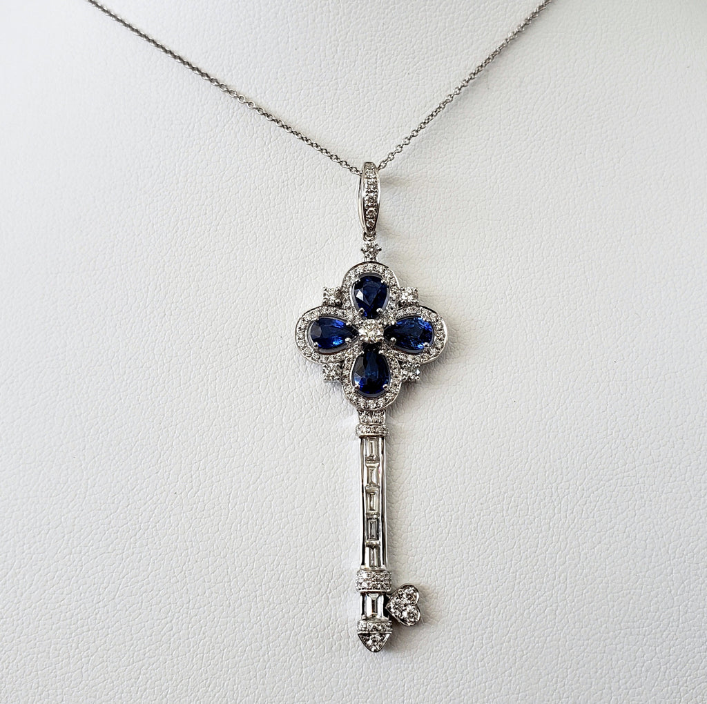 Sapphire & Diamond Key Necklace