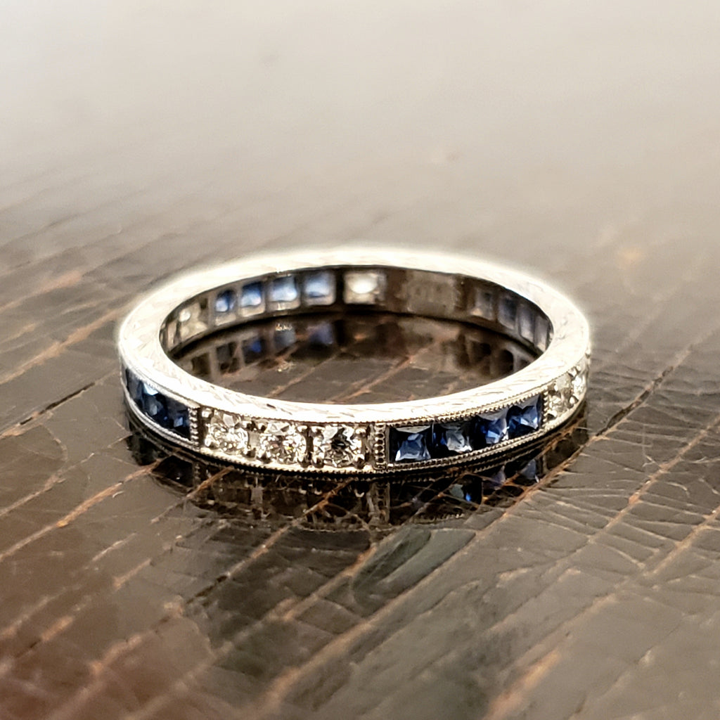 Sapphire & Diamond Eternity Band