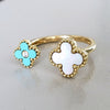 Turquoise & Mother of Pearl "Toi et Moi" Ring