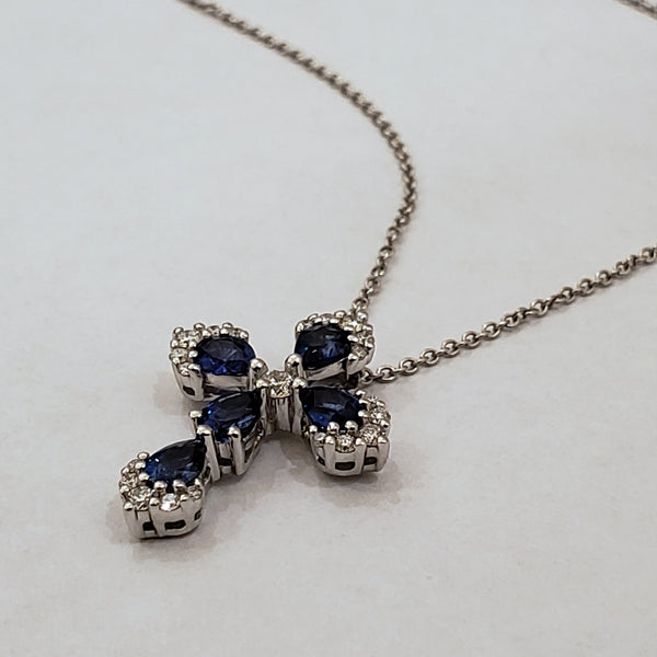 Sapphire & Diamond Cross Necklace