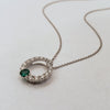 Emerald & Diamond  Circle Necklace