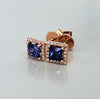 Purple Sapphire & Diamond Stud Earrings