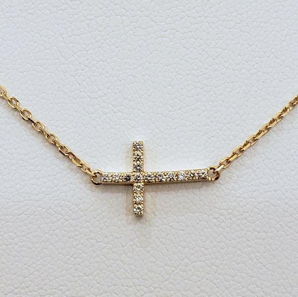 Sideways Diamond Cross Necklace
